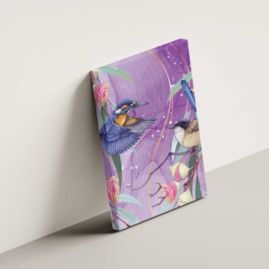 Australia Epilepsy Awareness Canvas Wall Art Purple Fairy Wren with Eucalyptus Flowers - Aussie Hoodie