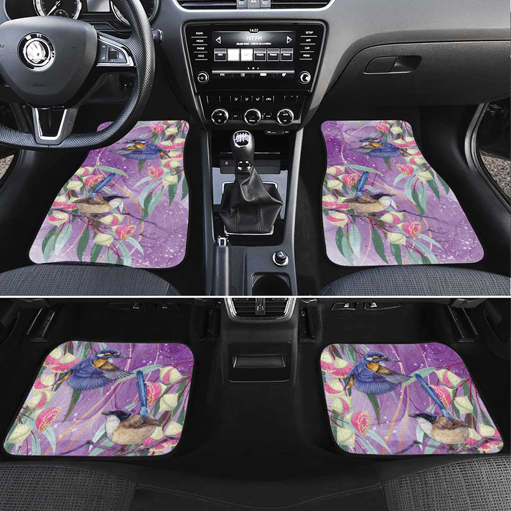 Australia Epilepsy Awareness Car Mats Purple Fairy Wren with Eucalyptus Flowers - Aussie Hoodie