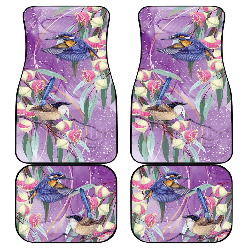 Australia Epilepsy Awareness Car Mats Purple Fairy Wren with Eucalyptus Flowers - Aussie Hoodie