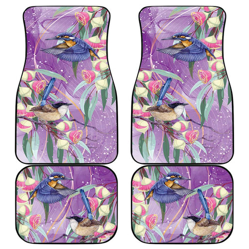 Australia Epilepsy Awareness Car Mats Purple Fairy Wren with Eucalyptus Flowers - Aussie Hoodie