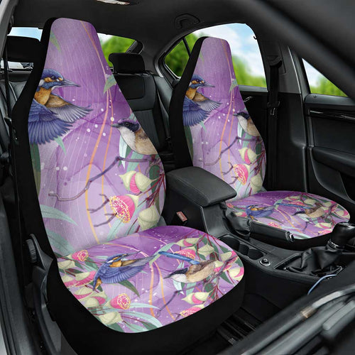 Australia Epilepsy Awareness Car Seat Cover Purple Fairy Wren with Eucalyptus Flowers - Aussie Hoodie