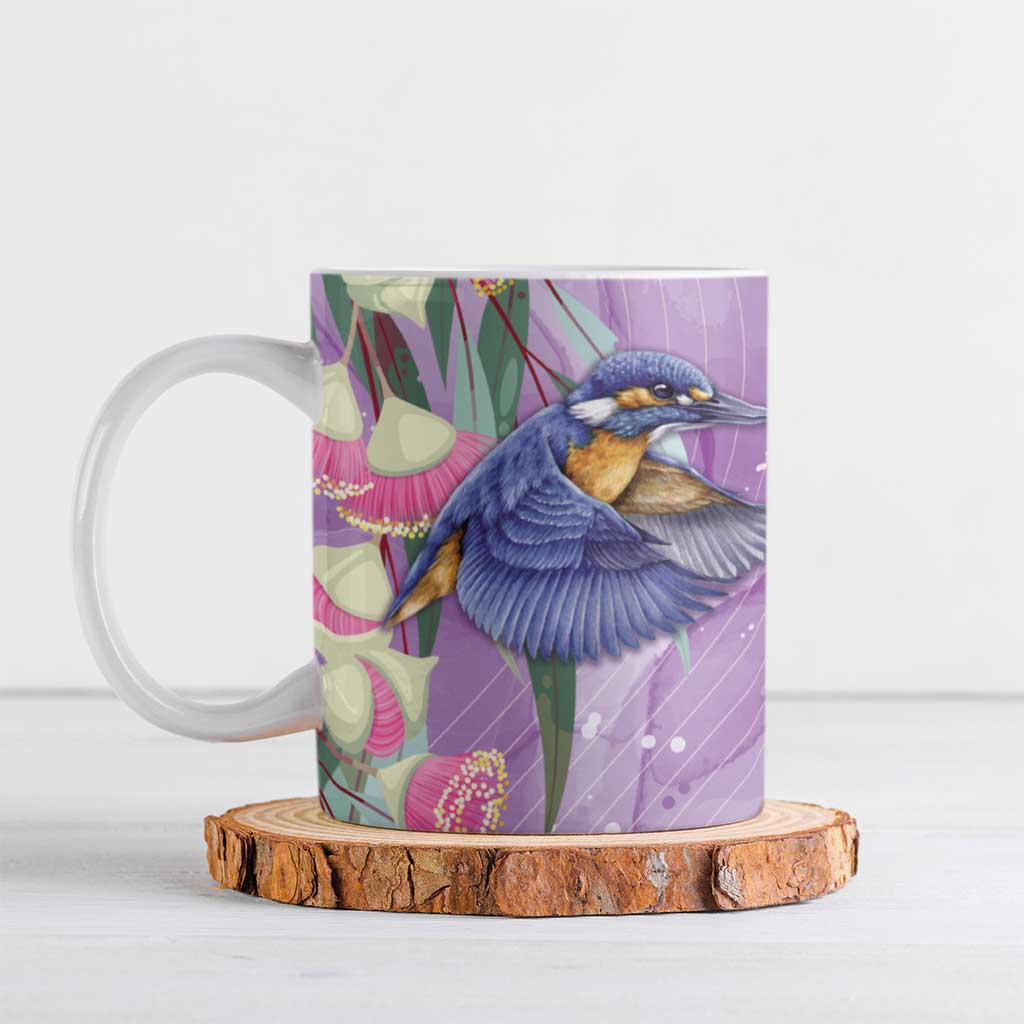 Australia Epilepsy Awareness Ceramic Mug Purple Fairy Wren with Eucalyptus Flowers - Aussie Hoodie