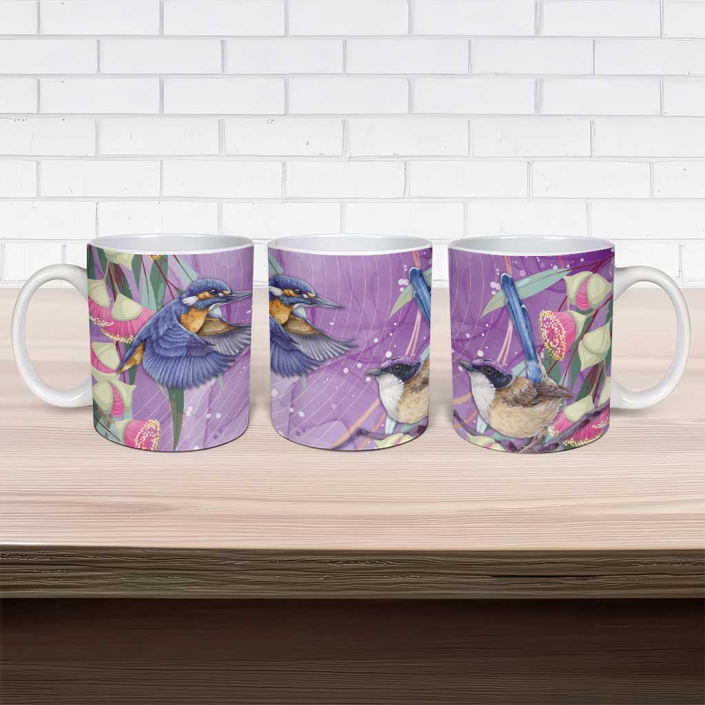 Australia Epilepsy Awareness Ceramic Mug Purple Fairy Wren with Eucalyptus Flowers - Aussie Hoodie