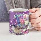 Australia Epilepsy Awareness Ceramic Mug Purple Fairy Wren with Eucalyptus Flowers - Aussie Hoodie
