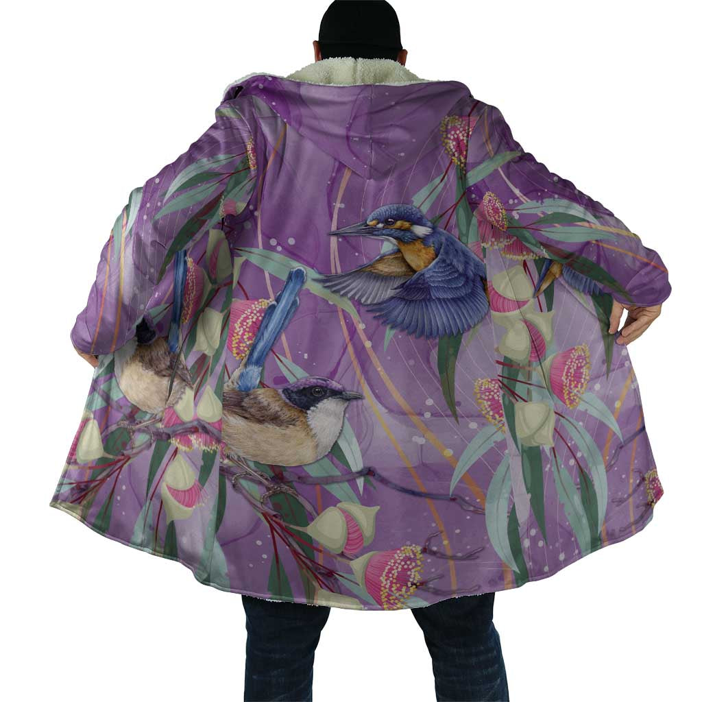 Australia Epilepsy Awareness Cloak Purple Fairy Wren with Eucalyptus Flowers - Aussie Hoodie
