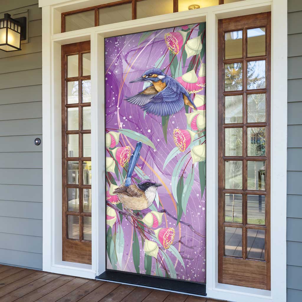 Australia Epilepsy Awareness Door Cover Purple Fairy Wren with Eucalyptus Flowers - Aussie Hoodie
