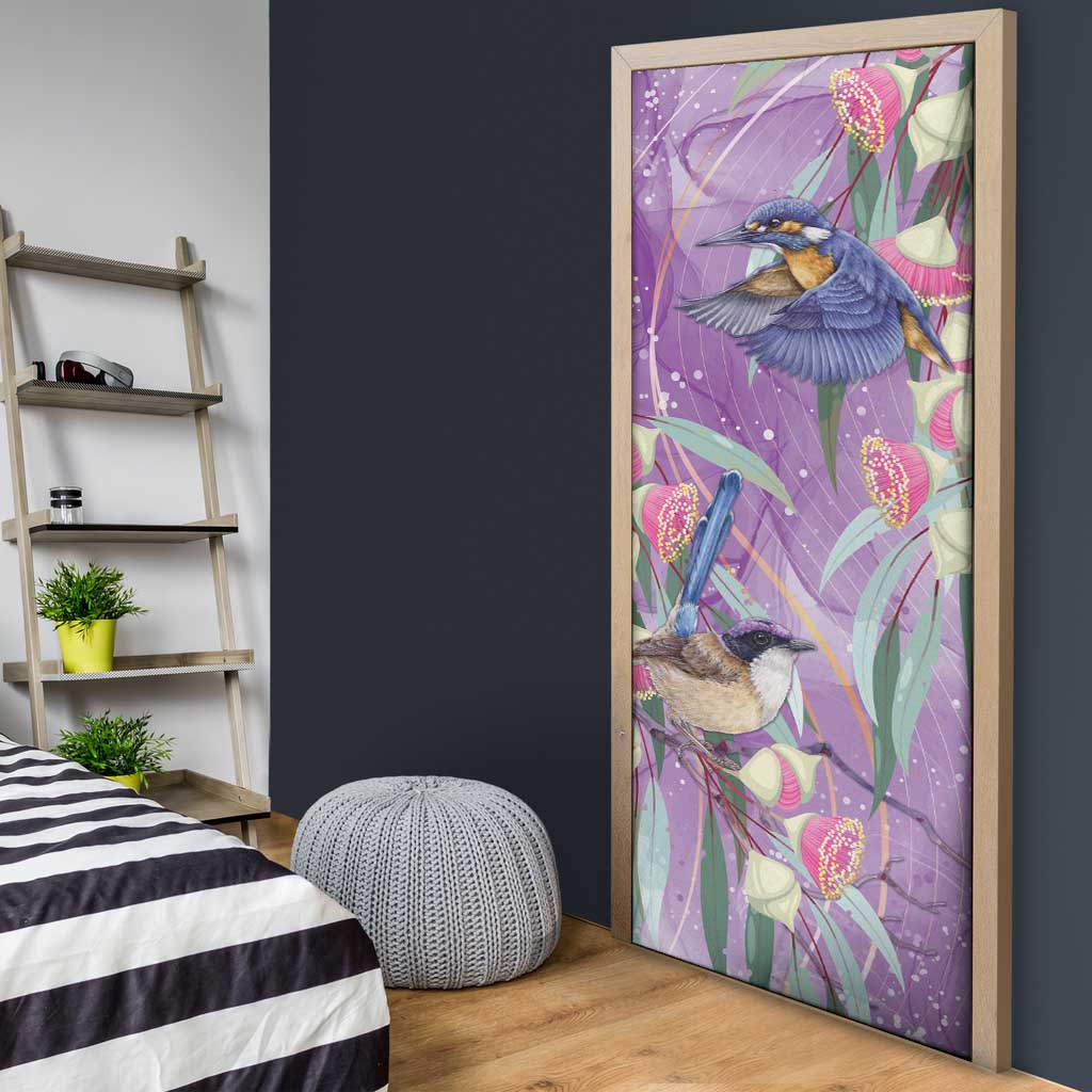 Australia Epilepsy Awareness Door Cover Purple Fairy Wren with Eucalyptus Flowers - Aussie Hoodie