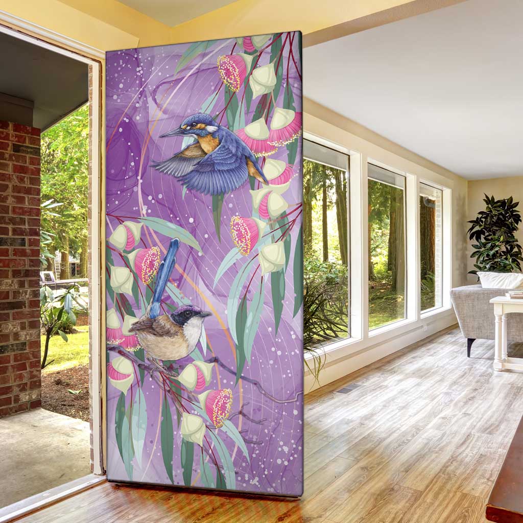 Australia Epilepsy Awareness Door Cover Purple Fairy Wren with Eucalyptus Flowers - Aussie Hoodie