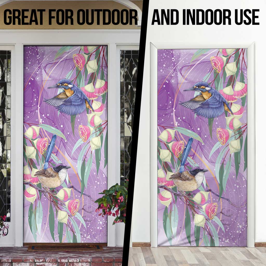 Australia Epilepsy Awareness Door Cover Purple Fairy Wren with Eucalyptus Flowers - Aussie Hoodie