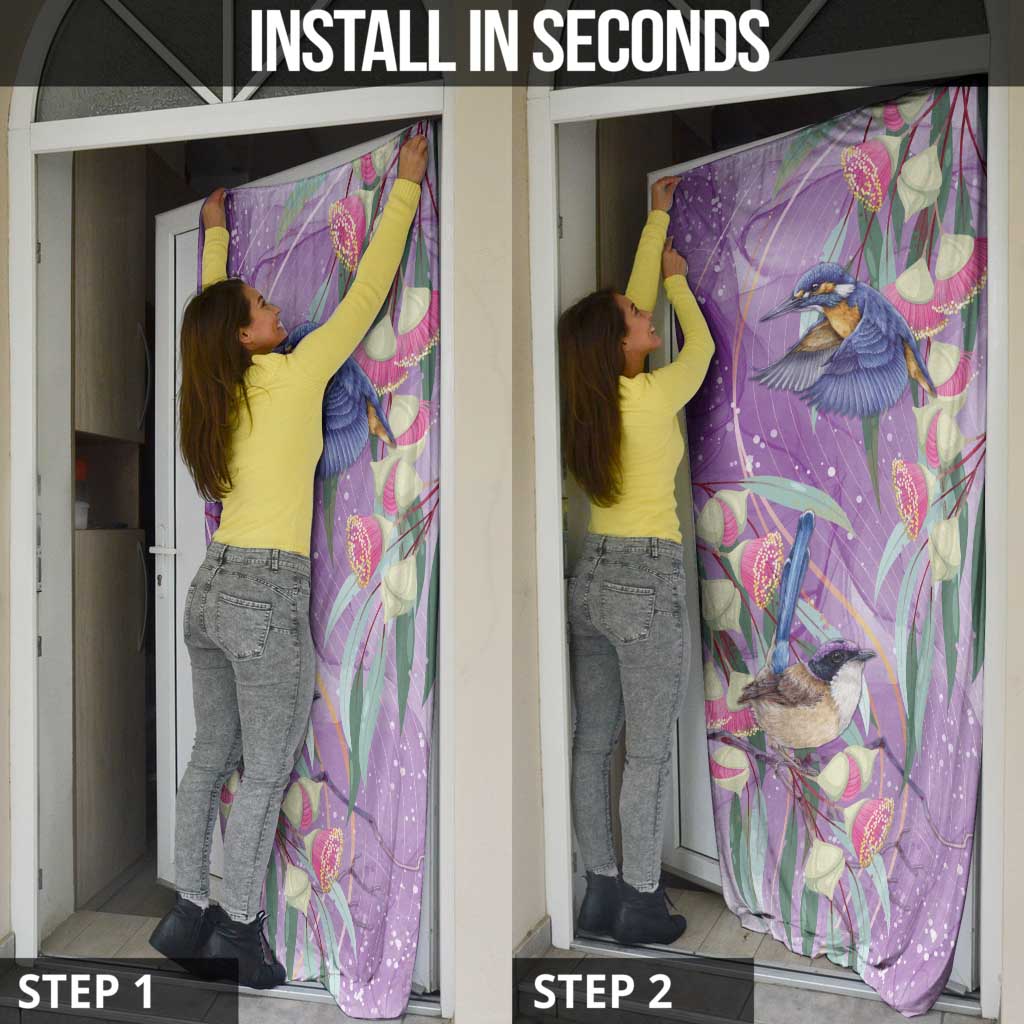 Australia Epilepsy Awareness Door Cover Purple Fairy Wren with Eucalyptus Flowers - Aussie Hoodie