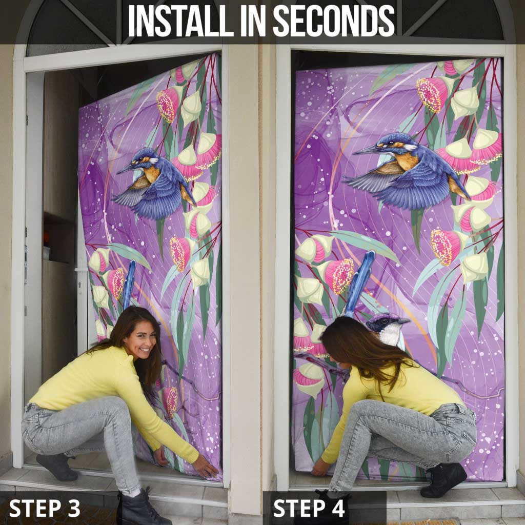 Australia Epilepsy Awareness Door Cover Purple Fairy Wren with Eucalyptus Flowers - Aussie Hoodie