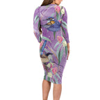 Australia Epilepsy Awareness Family Matching Long Sleeve Bodycon Dress and Hawaiian Shirt Purple Fairy Wren with Eucalyptus Flowers - Aussie Hoodie