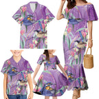 Australia Epilepsy Awareness Family Matching Mermaid Dress and Hawaiian Shirt Purple Fairy Wren with Eucalyptus Flowers - Aussie Hoodie