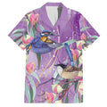 Australia Epilepsy Awareness Family Matching Off The Shoulder Long Sleeve Dress and Hawaiian Shirt Purple Fairy Wren with Eucalyptus Flowers - Aussie Hoodie