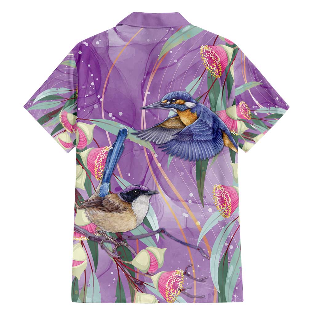 Australia Epilepsy Awareness Family Matching Off Shoulder Short Dress and Hawaiian Shirt Purple Fairy Wren with Eucalyptus Flowers - Aussie Hoodie