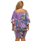 Australia Epilepsy Awareness Family Matching Off Shoulder Short Dress and Hawaiian Shirt Purple Fairy Wren with Eucalyptus Flowers - Aussie Hoodie