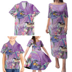 Australia Epilepsy Awareness Family Matching Puletasi and Hawaiian Shirt Purple Fairy Wren with Eucalyptus Flowers - Aussie Hoodie