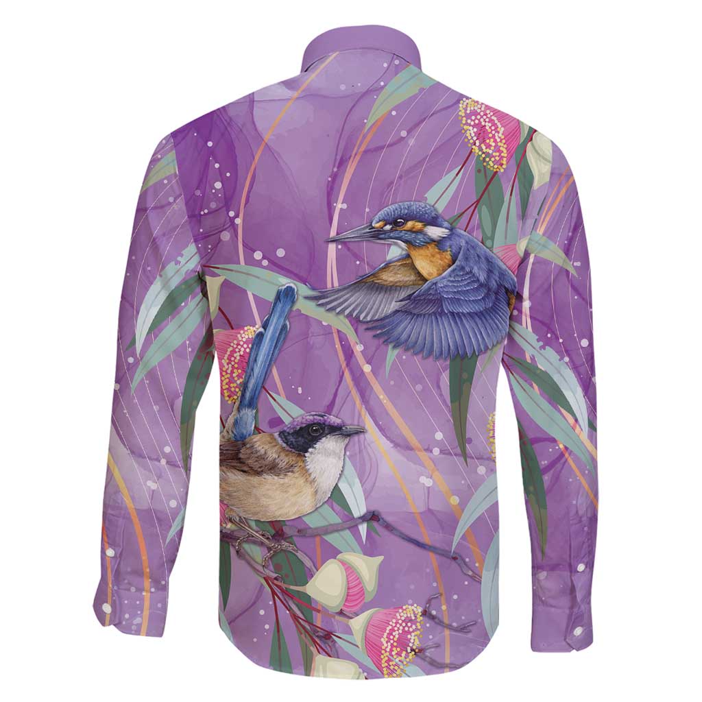 Australia Epilepsy Awareness Family Matching Summer Maxi Dress and Hawaiian Shirt Purple Fairy Wren with Eucalyptus Flowers - Aussie Hoodie