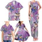 Australia Epilepsy Awareness Family Matching Tank Maxi Dress and Hawaiian Shirt Purple Fairy Wren with Eucalyptus Flowers - Aussie Hoodie