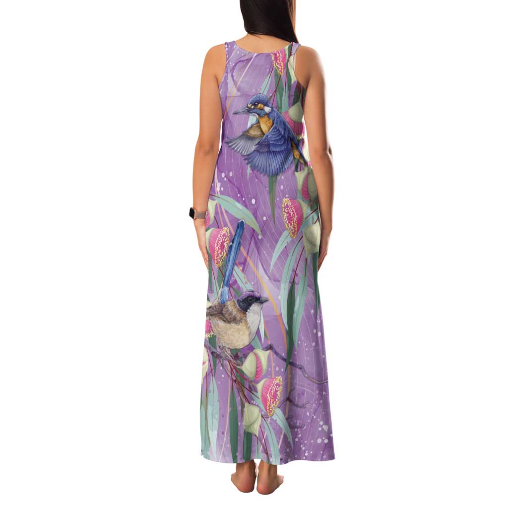 Australia Epilepsy Awareness Family Matching Tank Maxi Dress and Hawaiian Shirt Purple Fairy Wren with Eucalyptus Flowers - Aussie Hoodie