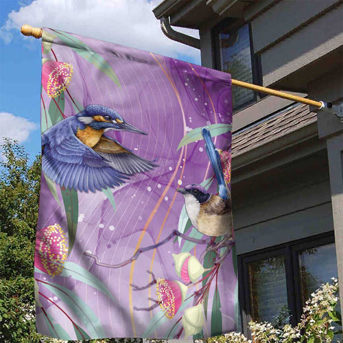 Australia Epilepsy Awareness Garden Flag Purple Fairy Wren with Eucalyptus Flowers - Aussie Hoodie
