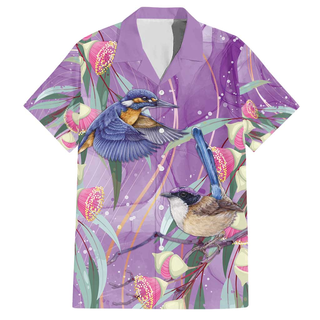 Australia Epilepsy Awareness Hawaiian Shirt Purple Fairy Wren with Eucalyptus Flowers - Aussie Hoodie