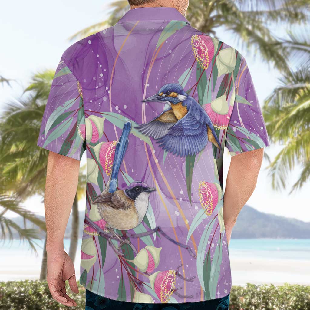 Australia Epilepsy Awareness Hawaiian Shirt Purple Fairy Wren with Eucalyptus Flowers - Aussie Hoodie