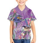 Australia Epilepsy Awareness Hawaiian Shirt Purple Fairy Wren with Eucalyptus Flowers - Aussie Hoodie