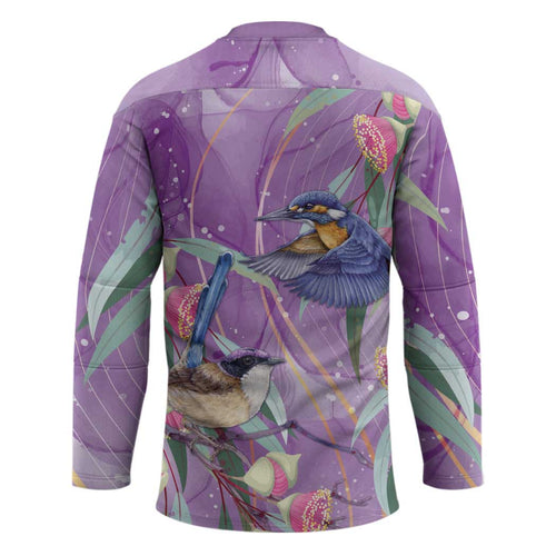 Australia Epilepsy Awareness Hockey Jersey Purple Fairy Wren with Eucalyptus Flowers - Aussie Hoodie