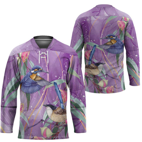 Australia Epilepsy Awareness Hockey Jersey Purple Fairy Wren with Eucalyptus Flowers - Aussie Hoodie