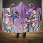 Australia Epilepsy Awareness Hooded Blanket Purple Fairy Wren with Eucalyptus Flowers - Aussie Hoodie