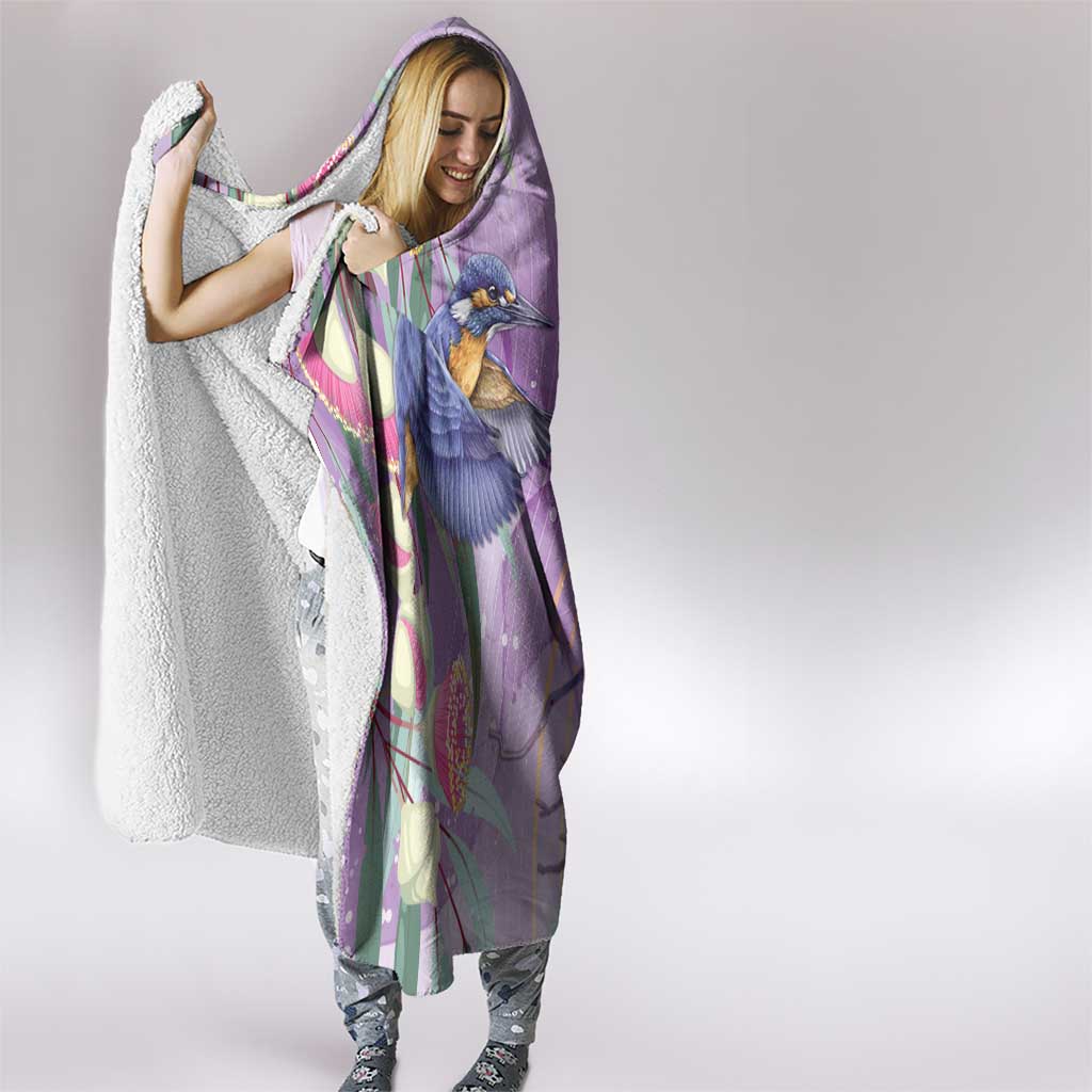 Australia Epilepsy Awareness Hooded Blanket Purple Fairy Wren with Eucalyptus Flowers - Aussie Hoodie