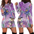 Australia Epilepsy Awareness Hoodie Dress Purple Fairy Wren with Eucalyptus Flowers - Aussie Hoodie