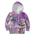 Australia Epilepsy Awareness Kid Hoodie Purple Fairy Wren with Eucalyptus Flowers - Aussie Hoodie