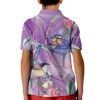 Australia Epilepsy Awareness Kid Polo Shirt Purple Fairy Wren with Eucalyptus Flowers - Aussie Hoodie