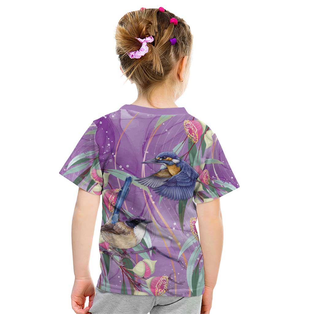 Australia Epilepsy Awareness Kid T Shirt Purple Fairy Wren with Eucalyptus Flowers - Aussie Hoodie
