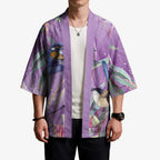 Australia Epilepsy Awareness Kimono Purple Fairy Wren with Eucalyptus Flowers - Aussie Hoodie