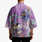 Australia Epilepsy Awareness Kimono Purple Fairy Wren with Eucalyptus Flowers - Aussie Hoodie