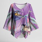 Australia Epilepsy Awareness Kimono Sleeve Blouse Purple Fairy Wren with Eucalyptus Flowers - Aussie Hoodie