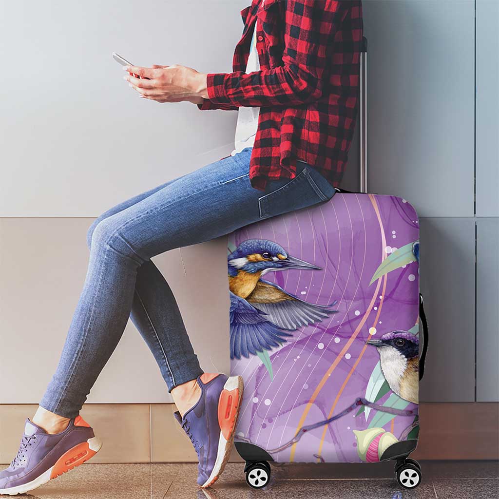 Australia Epilepsy Awareness Luggage Cover Purple Fairy Wren with Eucalyptus Flowers - Aussie Hoodie