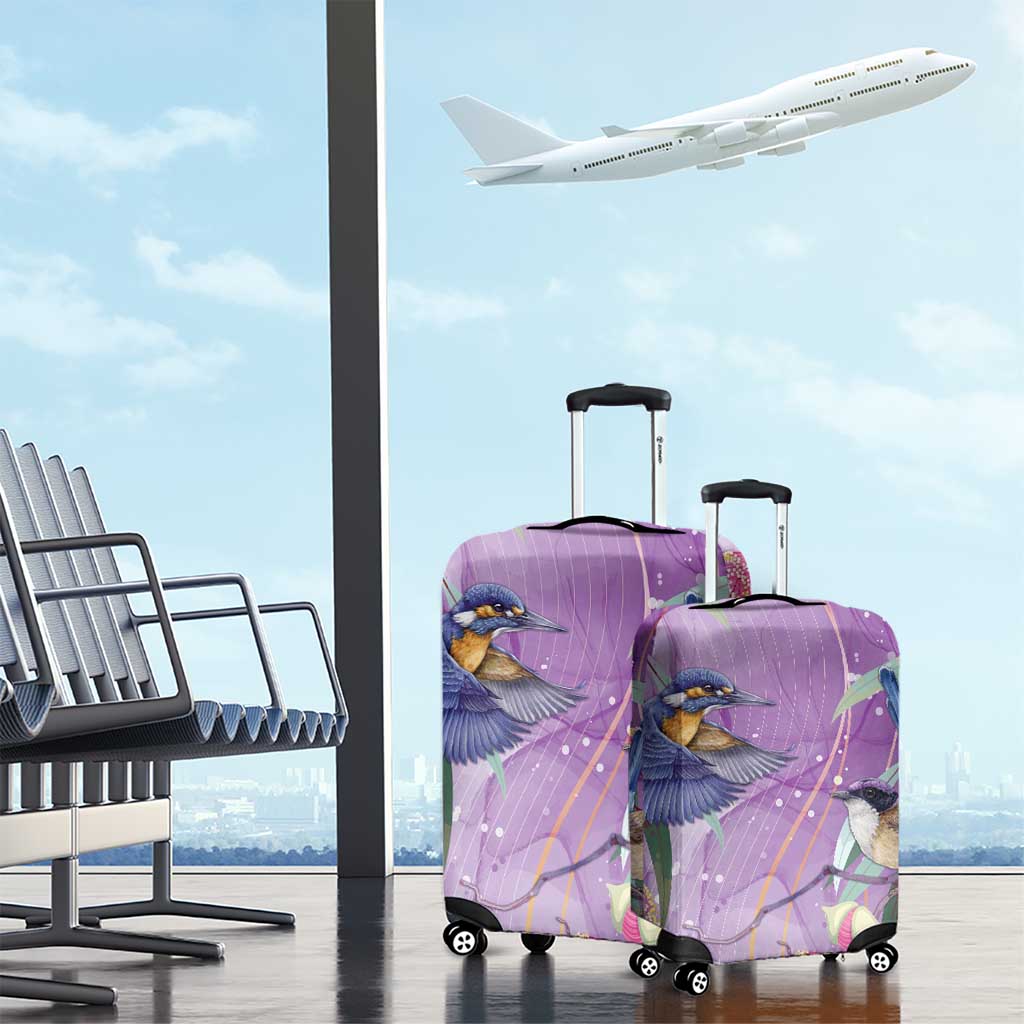 Australia Epilepsy Awareness Luggage Cover Purple Fairy Wren with Eucalyptus Flowers - Aussie Hoodie
