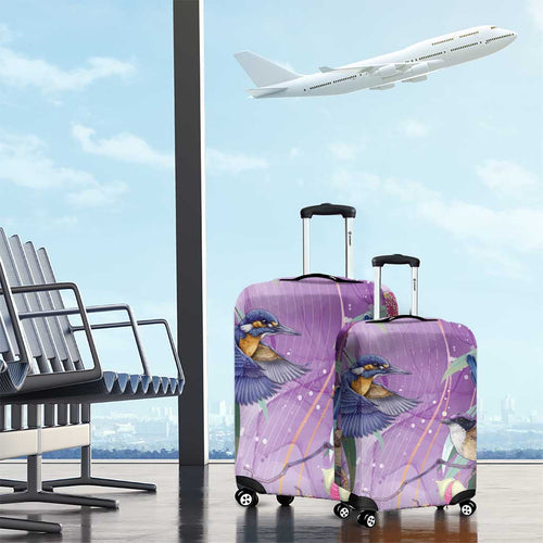 Australia Epilepsy Awareness Luggage Cover Purple Fairy Wren with Eucalyptus Flowers - Aussie Hoodie