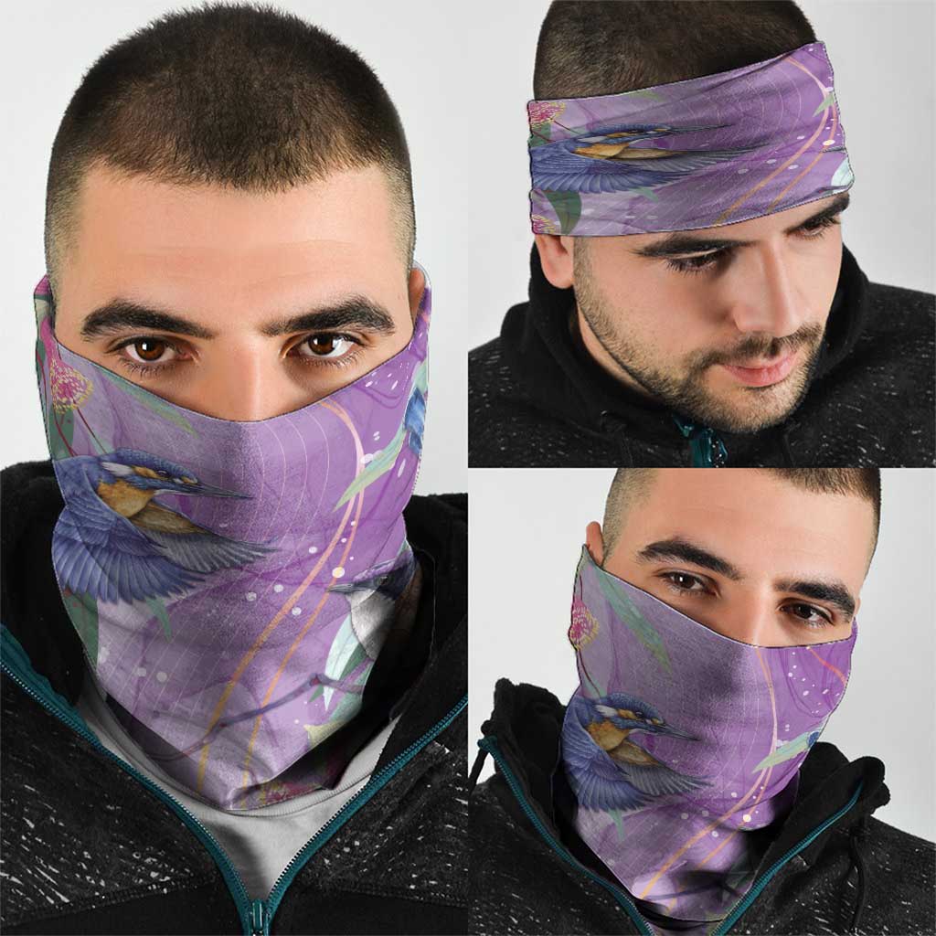 Australia Epilepsy Awareness Neck Gaiter Purple Fairy Wren with Eucalyptus Flowers - Aussie Hoodie