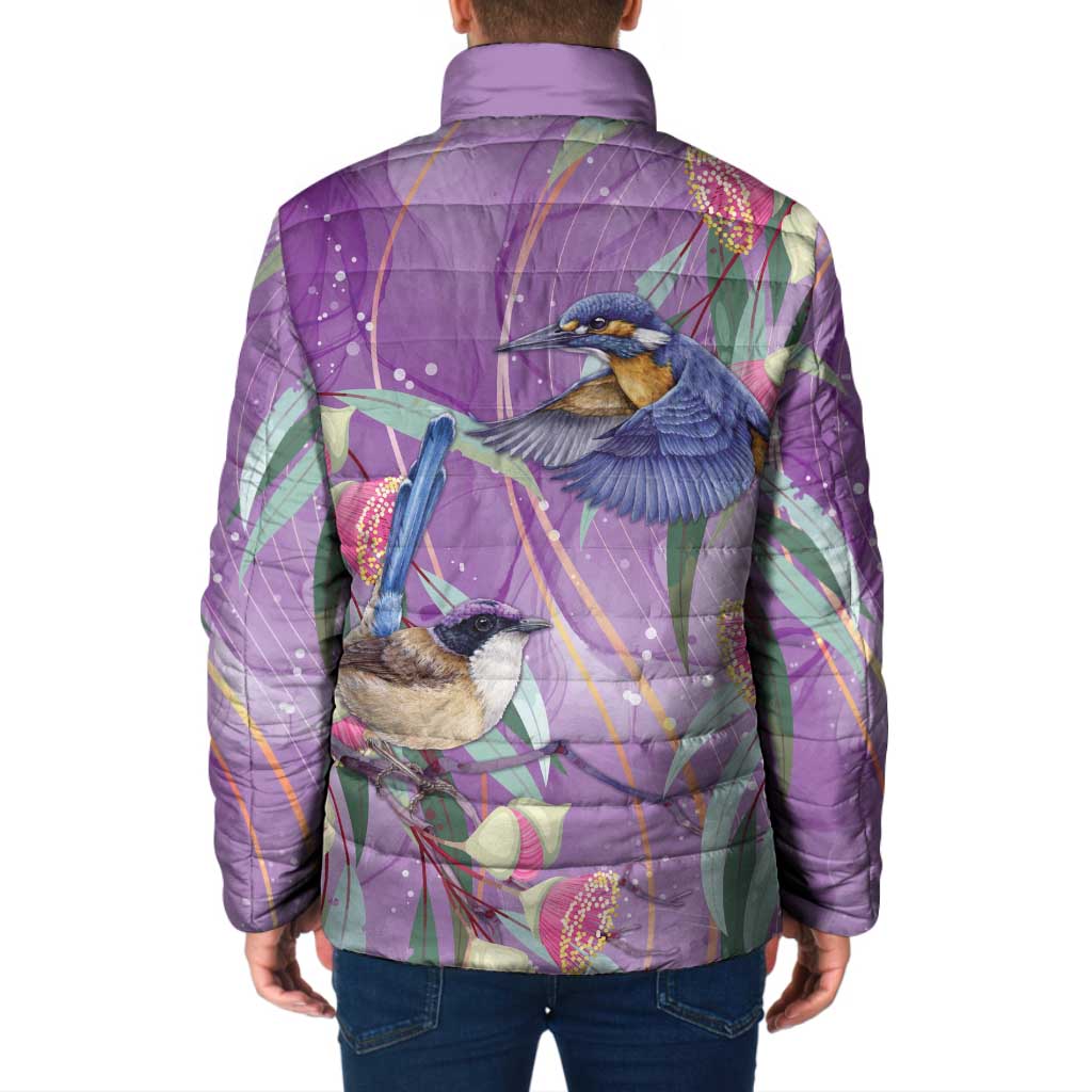 Australia Epilepsy Awareness Padded Jacket Purple Fairy Wren with Eucalyptus Flowers - Aussie Hoodie