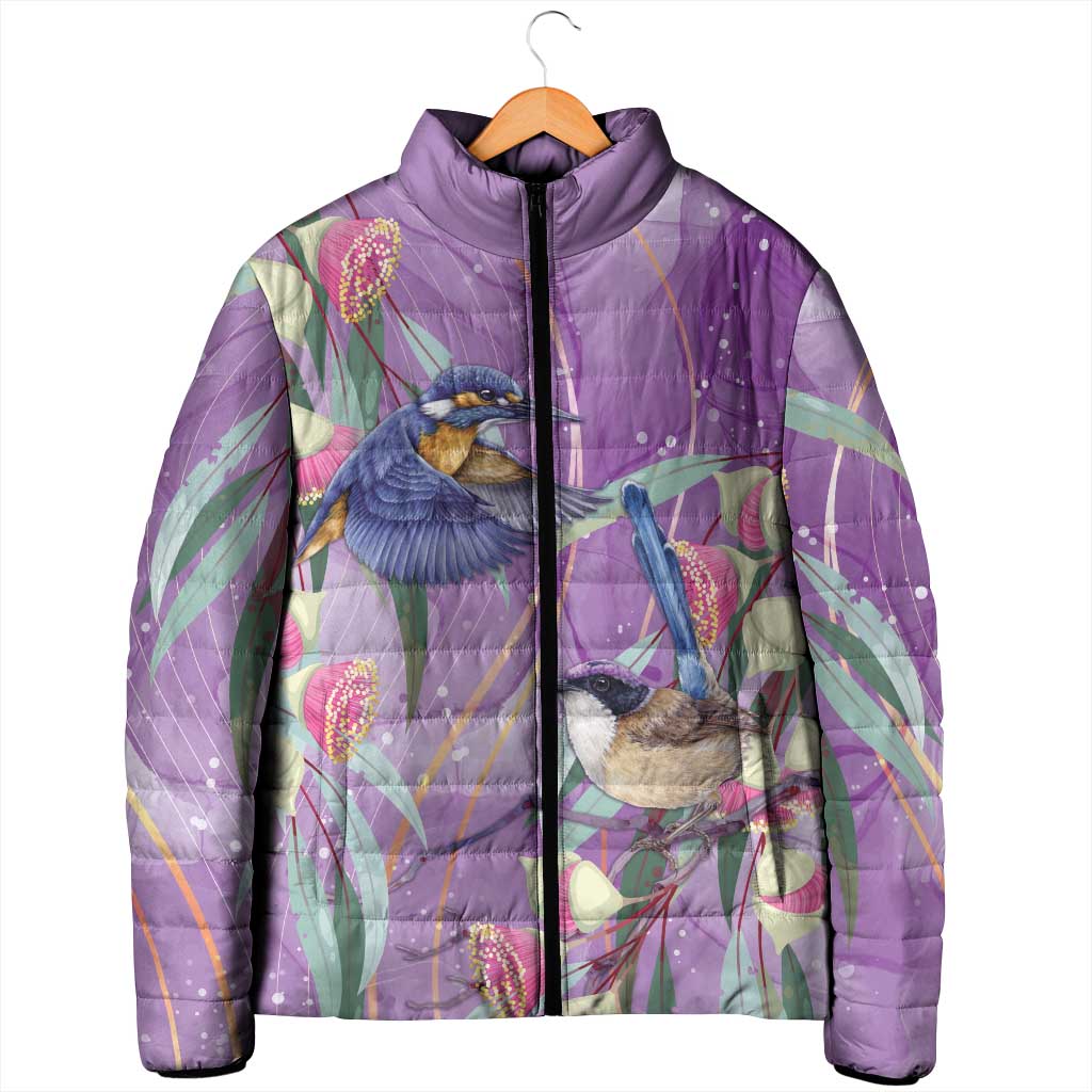 Australia Epilepsy Awareness Padded Jacket Purple Fairy Wren with Eucalyptus Flowers - Aussie Hoodie