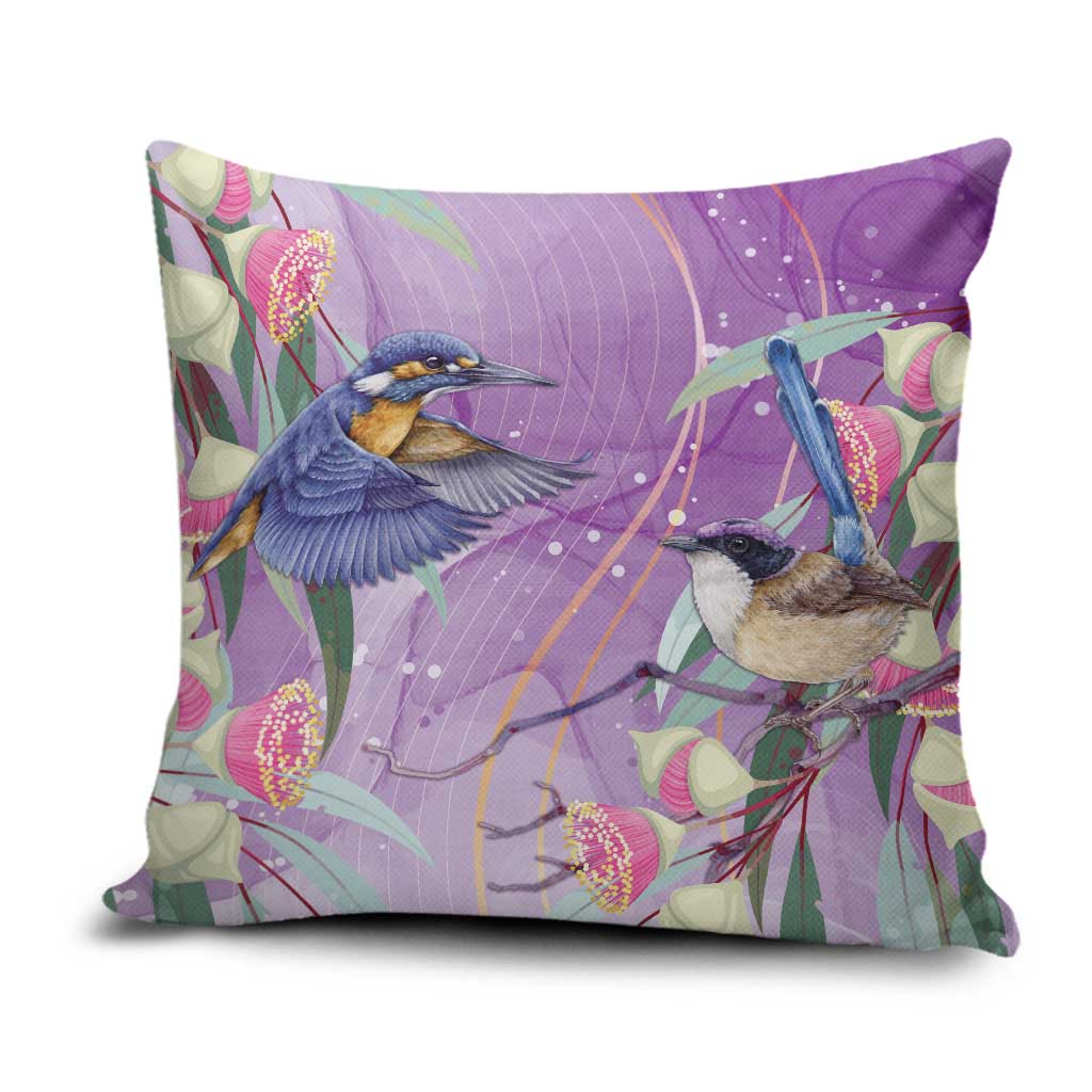 Australia Epilepsy Awareness Pillow Cover Purple Fairy Wren with Eucalyptus Flowers - Aussie Hoodie