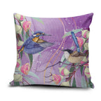 Australia Epilepsy Awareness Pillow Cover Purple Fairy Wren with Eucalyptus Flowers - Aussie Hoodie