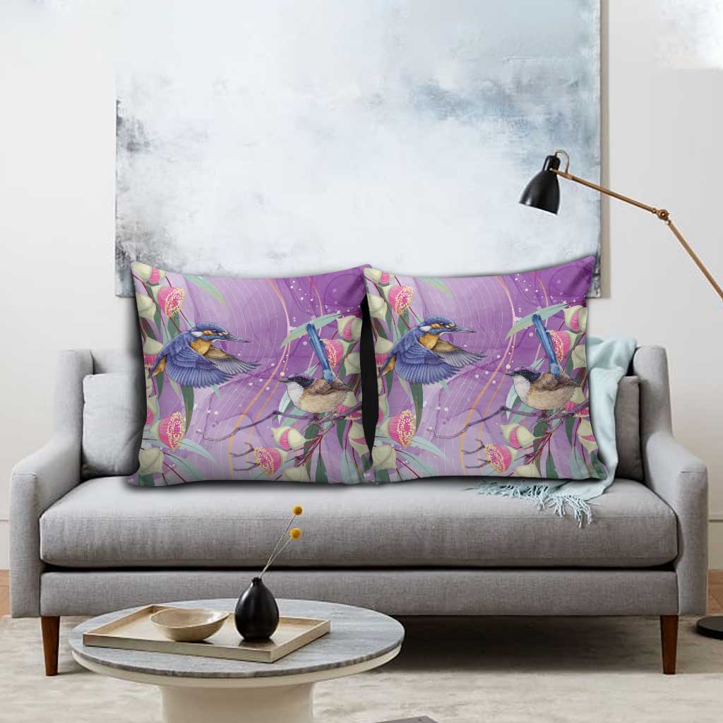 Australia Epilepsy Awareness Pillow Cover Purple Fairy Wren with Eucalyptus Flowers - Aussie Hoodie