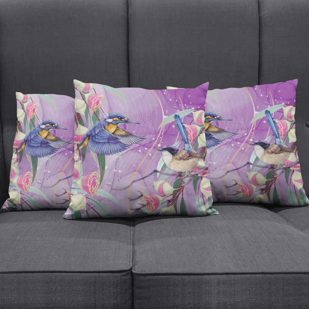 Australia Epilepsy Awareness Pillow Cover Purple Fairy Wren with Eucalyptus Flowers - Aussie Hoodie