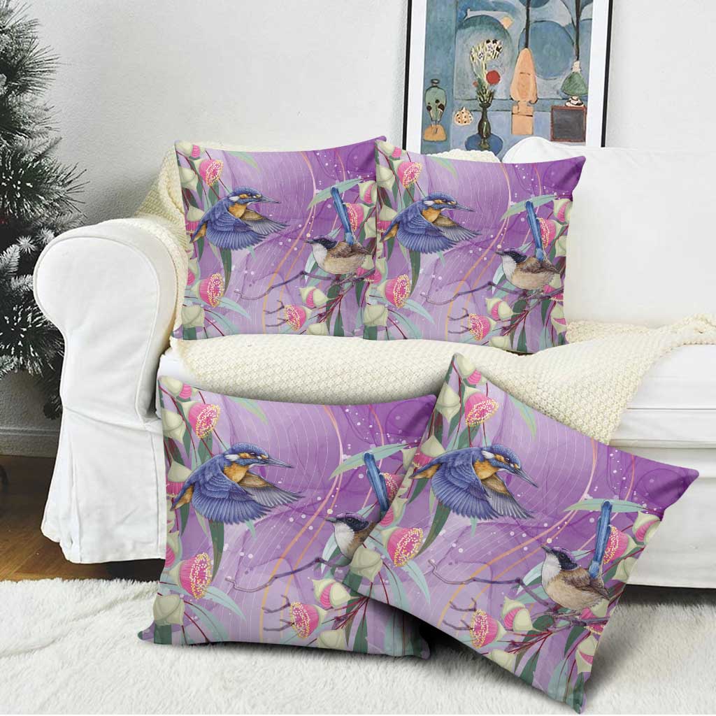 Australia Epilepsy Awareness Pillow Cover Purple Fairy Wren with Eucalyptus Flowers - Aussie Hoodie